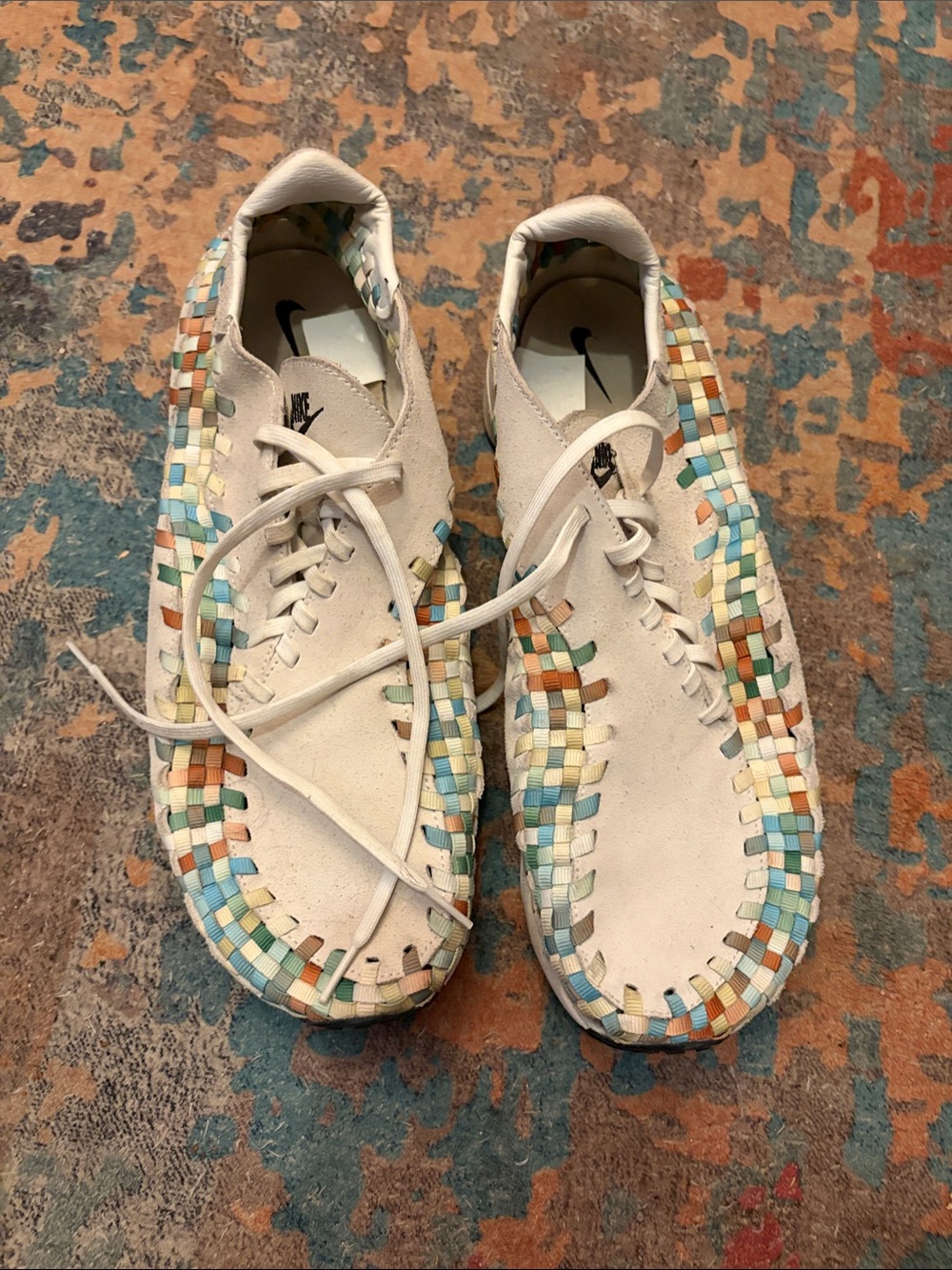 Nike Cream Lace-Up Woven-Trim Moccasins